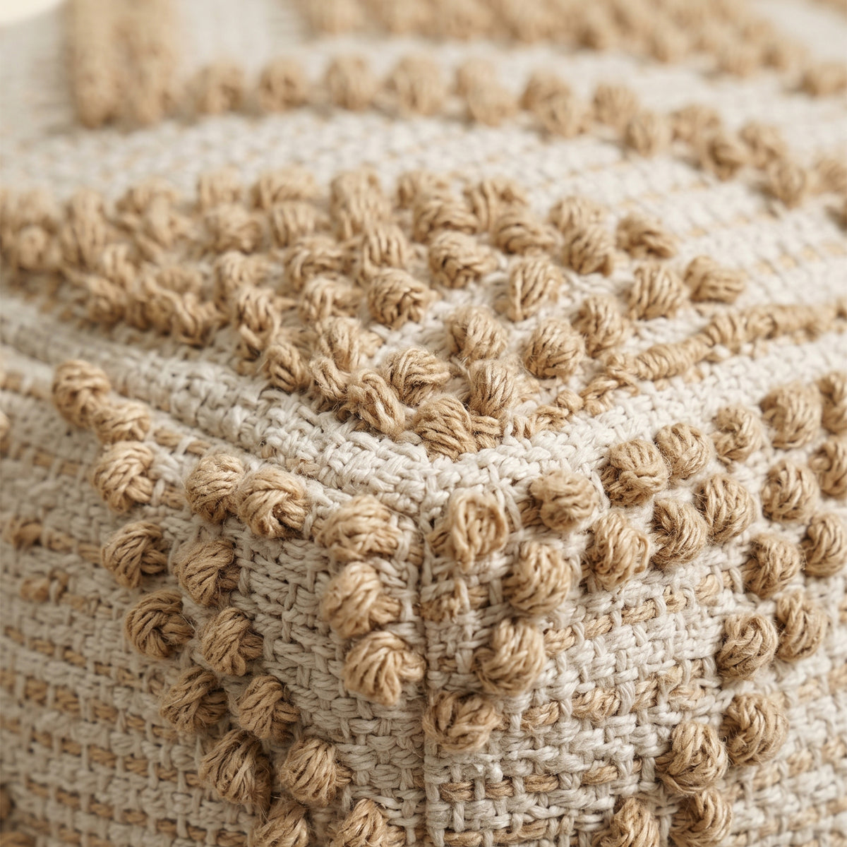 Milford Pouf - Natural Oak / Neutral Pearl White [JUTE+COTTON]