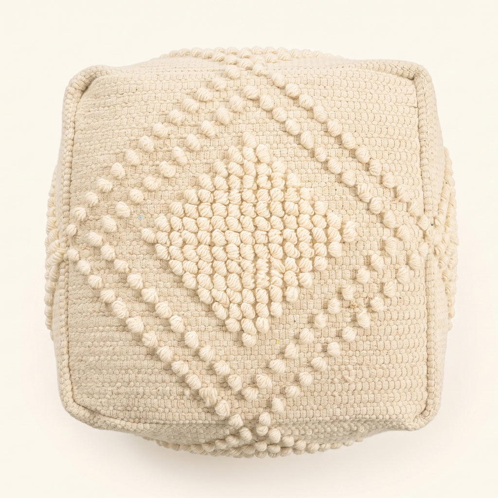 Lebanon Pouf - Ivory Linen / Fashion White [WOOL+COTTON]