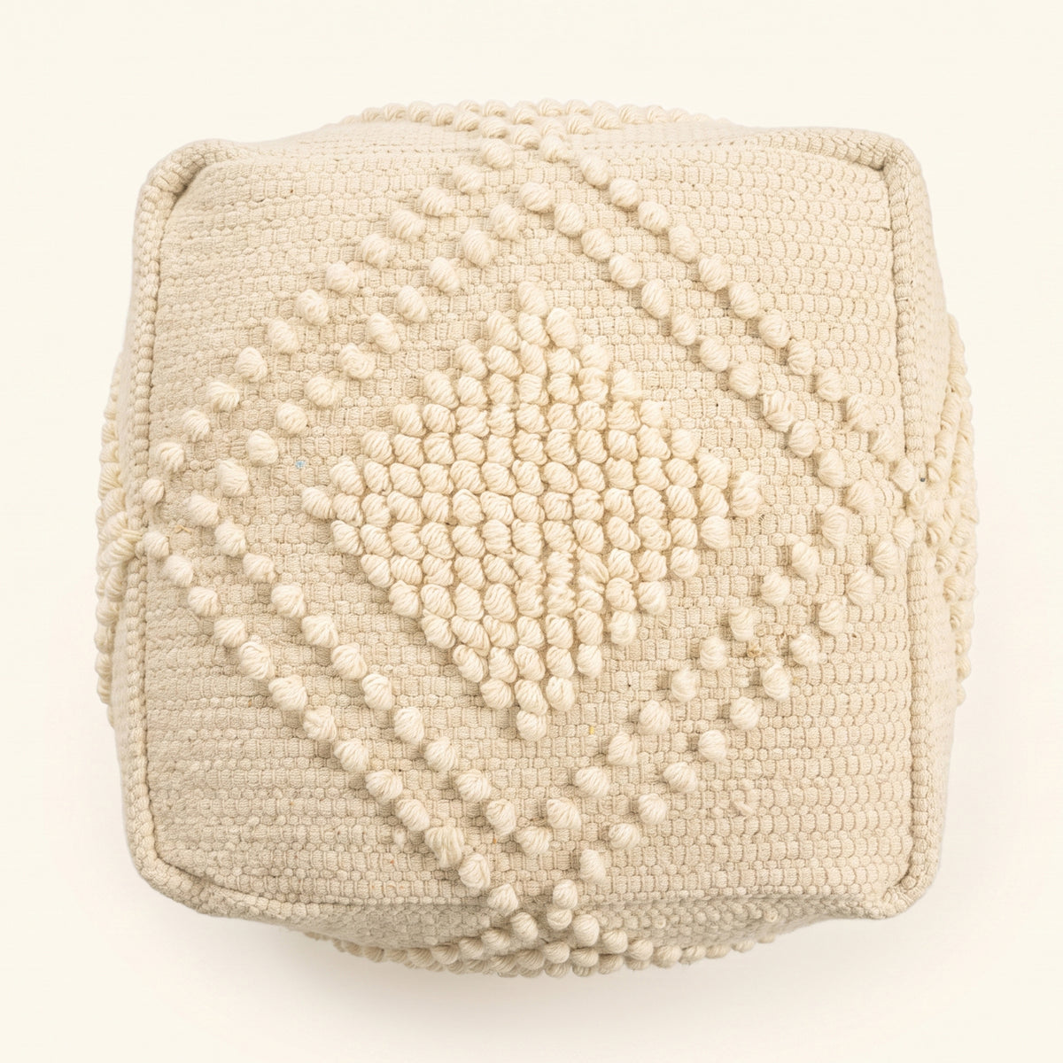 Lebanon Pouf - Ivory Linen / Fashion White [WOOL+COTTON]