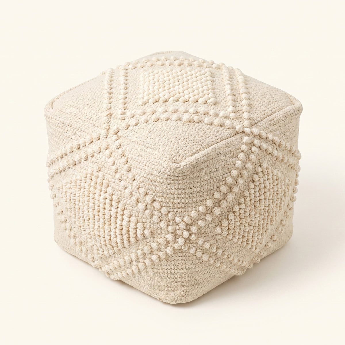 Lebanon Pouf - Ivory Linen / Fashion White [WOOL+COTTON]