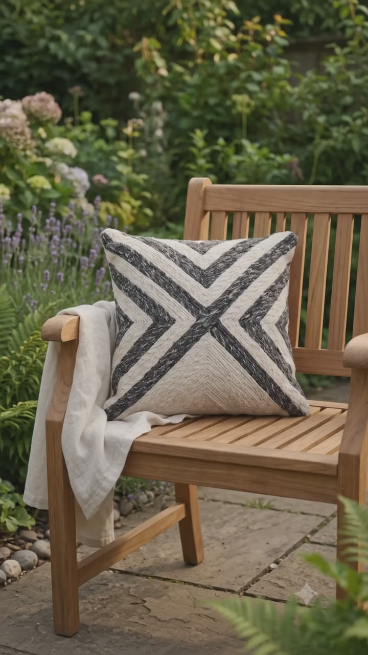 Alpine Cushion - Pearl Bush / Black Wool [PET YARN]