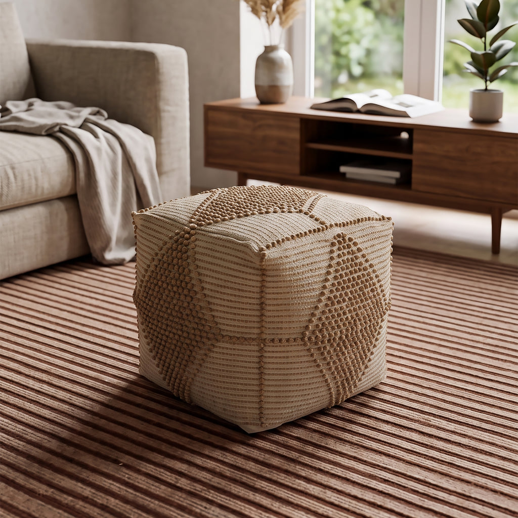 Albama Pouf - Perfect Beige / Cream  [JUTE+COTTON]