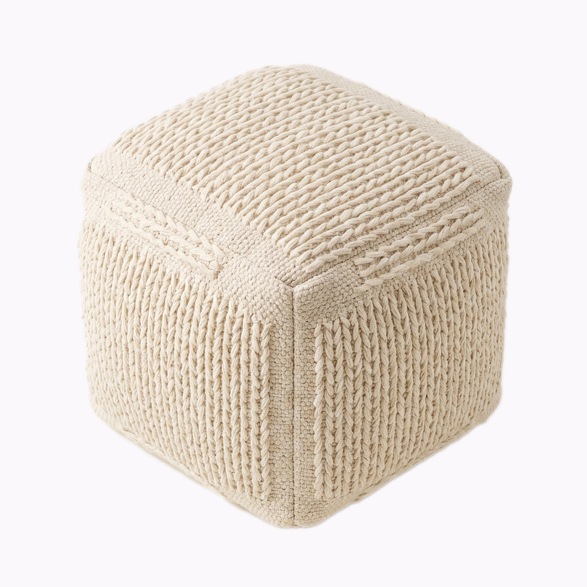 Marion Pouf - Ivory Porcelain / Worn White [WOOL+COTTON]