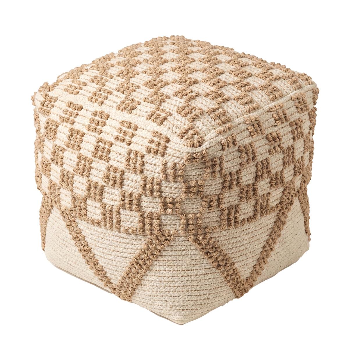 Glenwood Pouf - Prairie Brown / Off White [JUTE+WOOL+COTTON]