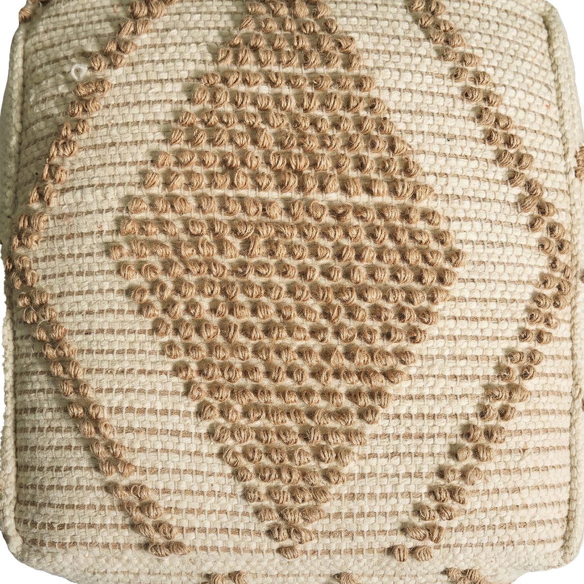 Cypress Pouf - Smooth Beige / Beautiful Cream [ WOOL+JUTE+COTTON]