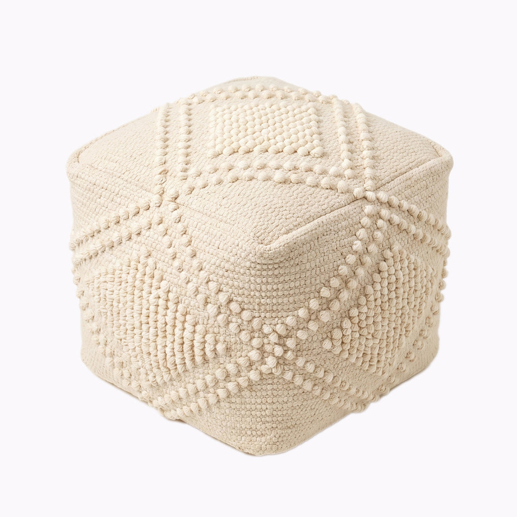 Lebanon Pouf - Ivory Linen / Fashion White [WOOL+COTTON]