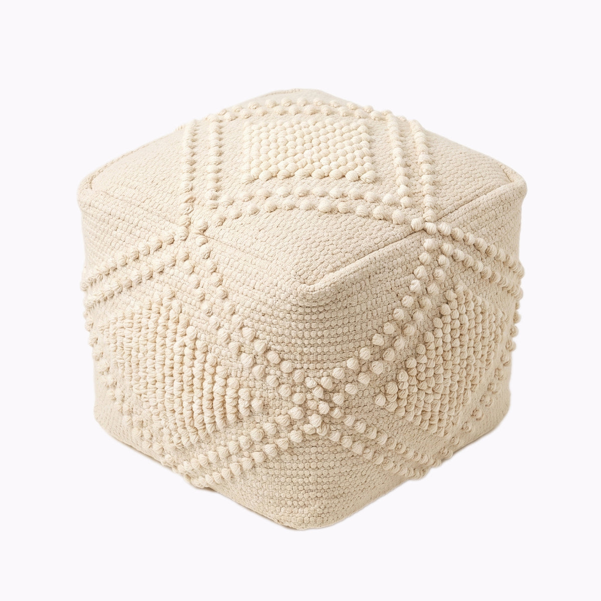 Lebanon Pouf - Ivory Linen / Fashion White [WOOL+COTTON]