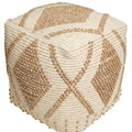 Cypress Pouf - Smooth Beige / Beautiful Cream [ WOOL+JUTE+COTTON]