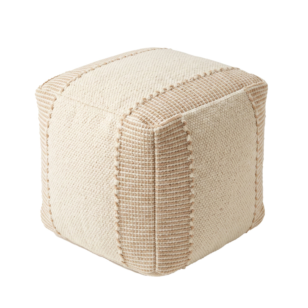 Genoa Pouf - Pastel Wood / Arabian White [WOOL+JUTE+COTTON]