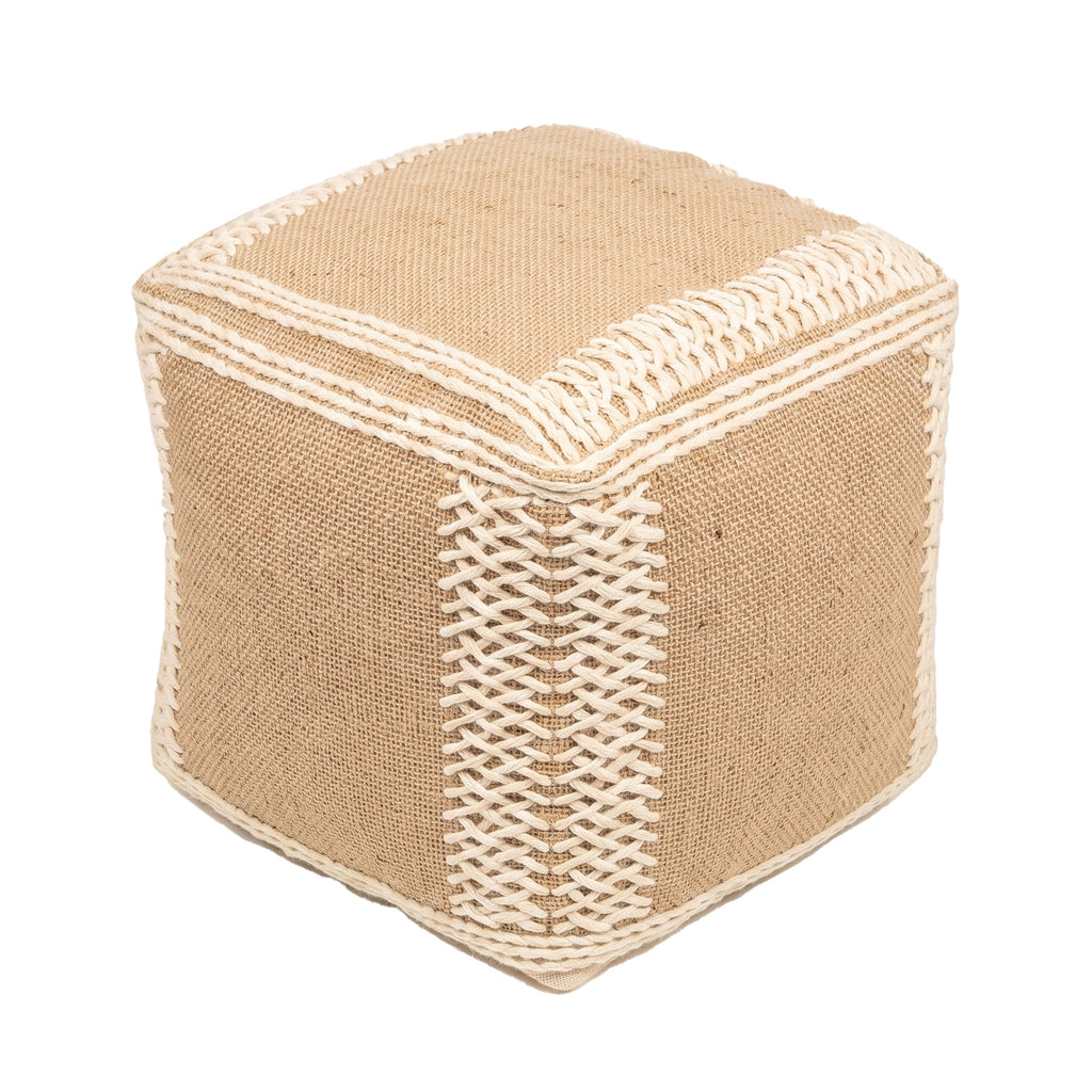 Oakley Pouf - Light Brown / Attractive White [WOOL+JUTE+COTTON]