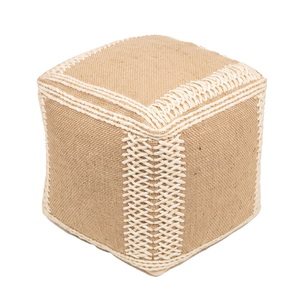 Oakley Pouf - Light Brown / Attractive White [WOOL+JUTE+COTTON]