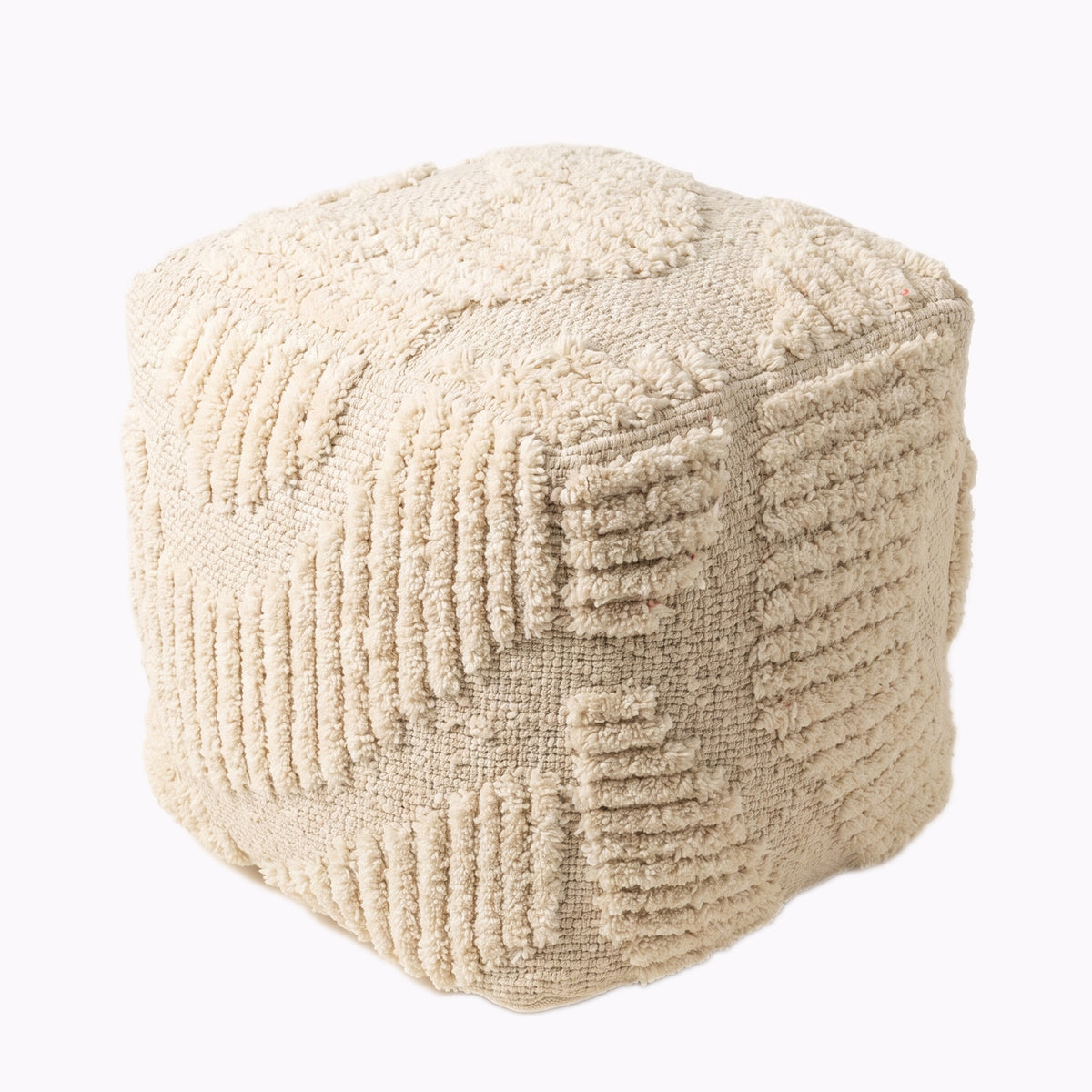 Sheridan Pouf - Smooth Cream / Ivory Porcelain [WOOL+JUTE+COTTON]